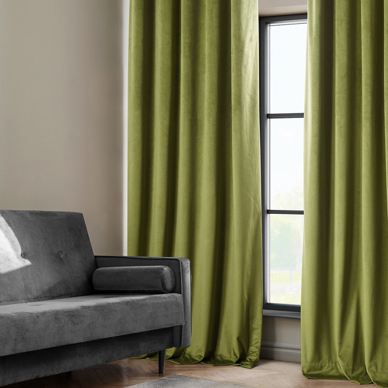 Matra Room Darkening Rod Pocket Single Curtain Panel, 50" W x 108" L, Retro Green