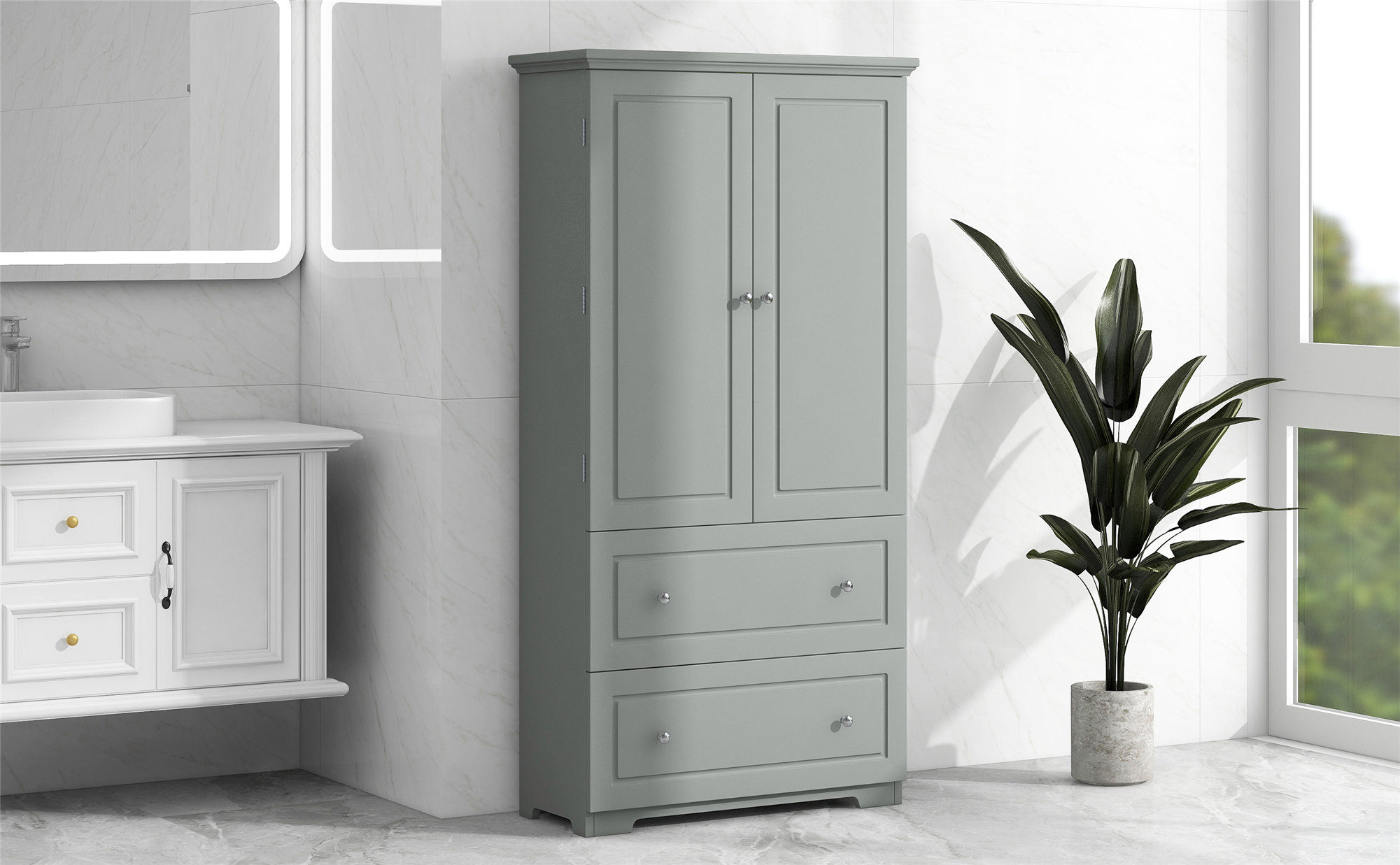 Hokku Designs Modern Style Bathroom Storage Cabinet, Freestanding ...