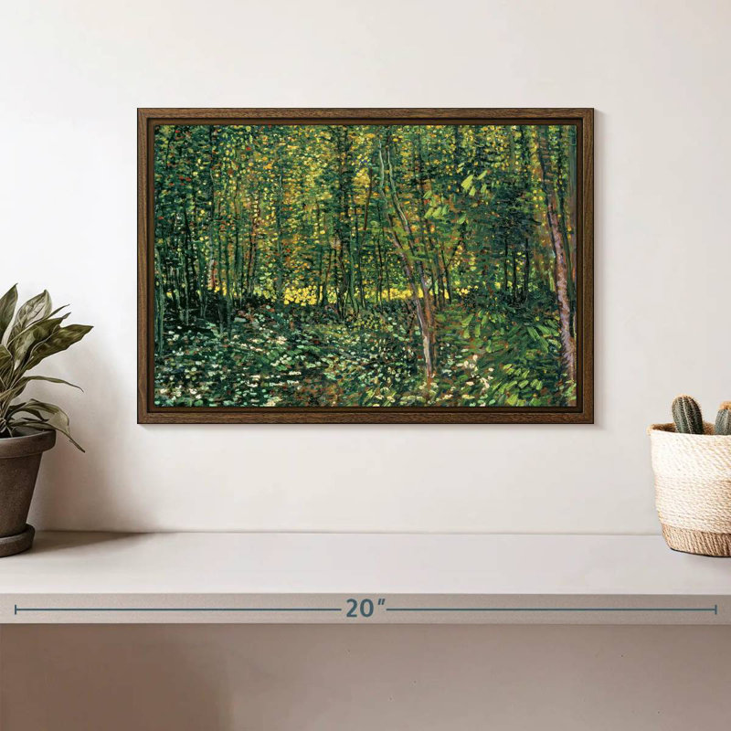 Arbres et sous-bois, 13 po x 9 po, Cadre flottant noyer