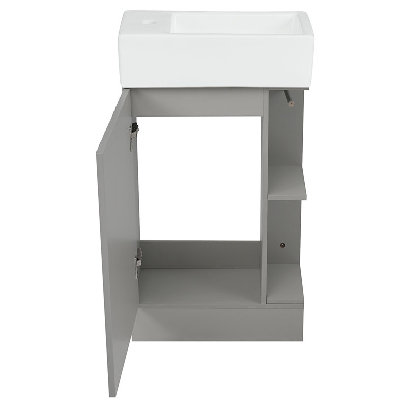 Meuble-lavabo avec tablette, meuble-lavabo avec tablette, Gris