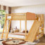 Lit mezzanine avec tête de lit tapissier, tablettes de rangement, échelle et glissade-130021645-130021643
