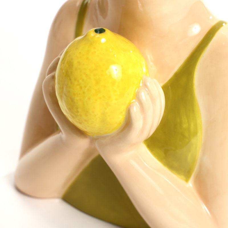 Lady Lemons Ceramic 11.6-Inch Tall Sculpture Vase