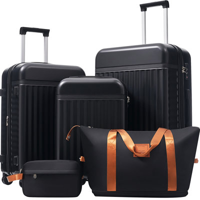 Luggage Set 5 Piece, Hardside Carry on Suitcase , Expandable Luggage with Travel Bags Spinner Wheels TSA Lock