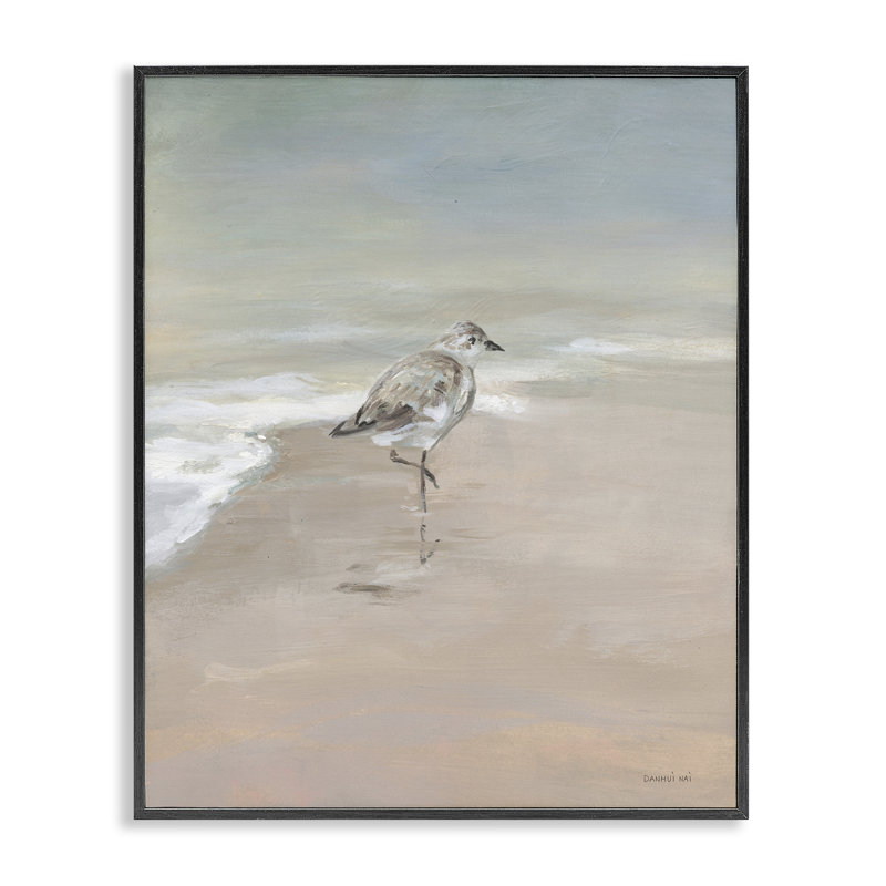 «Sandpiper Nautical Shore Bird», art giclée par Danhui Nai, H 14 po x l 11 po, Giclée encadrée noir minuit