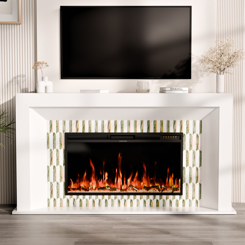 Meuble télé 65 po avec foyer électrique 65,75 po avec télécommande et protection contre la surchauffe