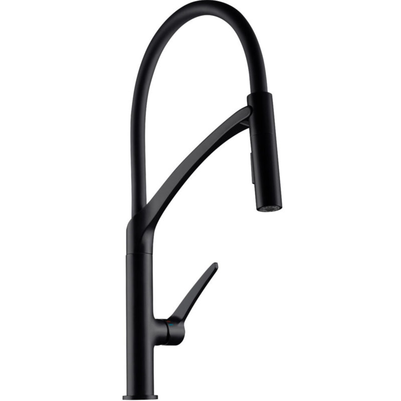 Ivy Bronx Barreau Pull Down Kitchen Faucet, Black