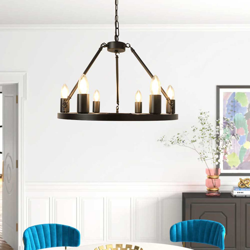 Lustre cylindrique de style bougie à 6 lumières Ilanna