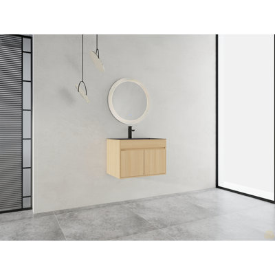28" Wall Mounted Bathroom Vanity / Laundry Utility Cabinet, W/ Stainless Steel Sink And Flexible Drain Pipe, 2-Soft Close Door