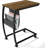 C Shaped End Table With Storage Pocket And Rolling Wheels For Laptop Coffee Snack, Light Walnut