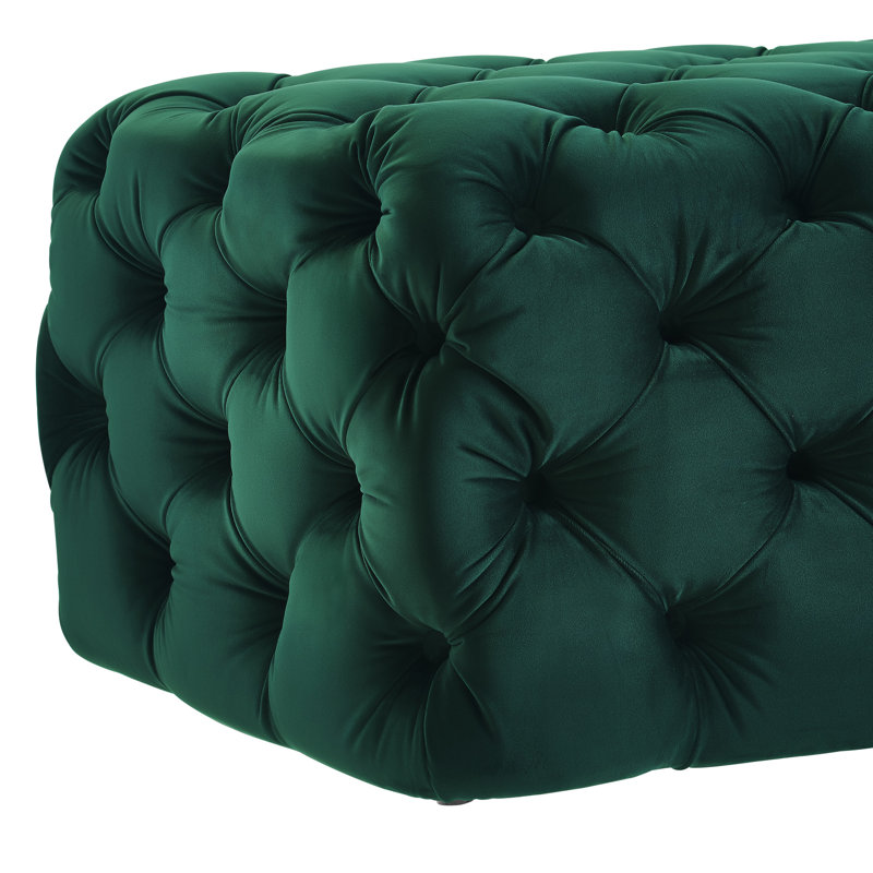 Velvet Upholstered Bench, Forest Green Velvet