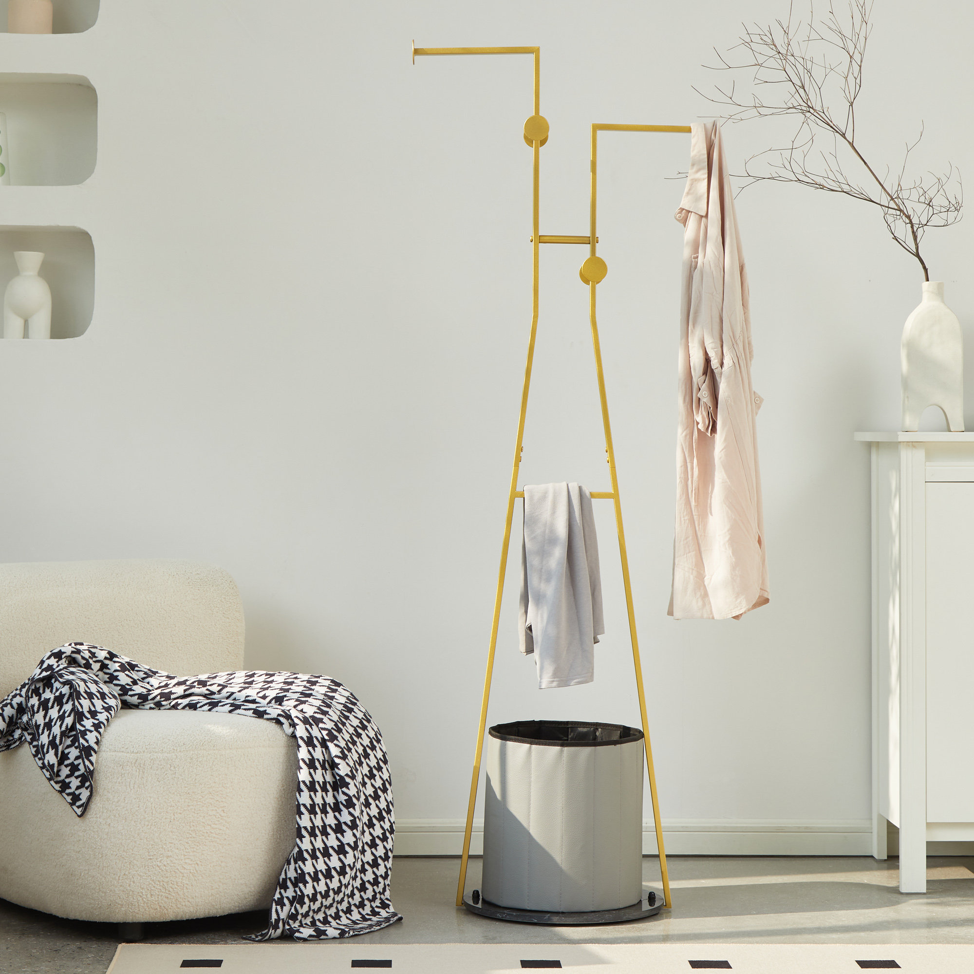 17 Stories Hematite 6 Hook Freestanding Coat Rack with Weighted