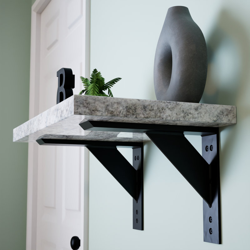 16 in. Black Steel Decorative Shelf Bracket