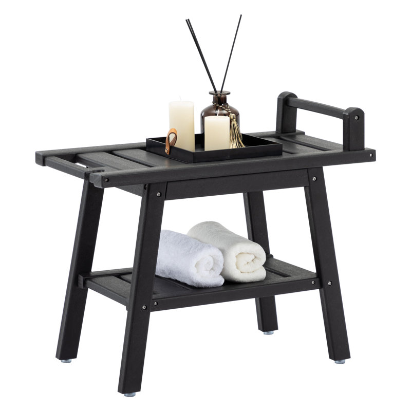 Natilea High-Density Polyethylene (HDPE) Shower Bench, Black/Black, 20" H x 24" W x 12" D