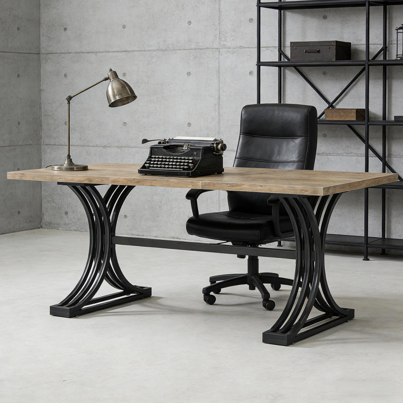 Poste de travail spacieux, bureau d'ordinateur classique, bureau de direction luxueux