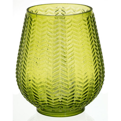 Vase de table en verre vert 6,3 po