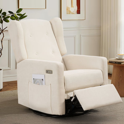 Fauteuil inclinable oscillant électrique de 25,6 po avec ports USB et ports de type C