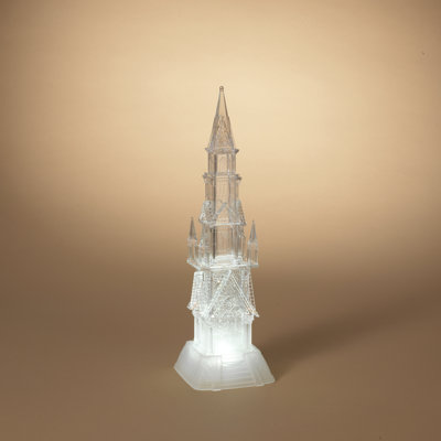 Illuminated 17.25 in H Battery Operated Lighted Spinning Water Globe Church