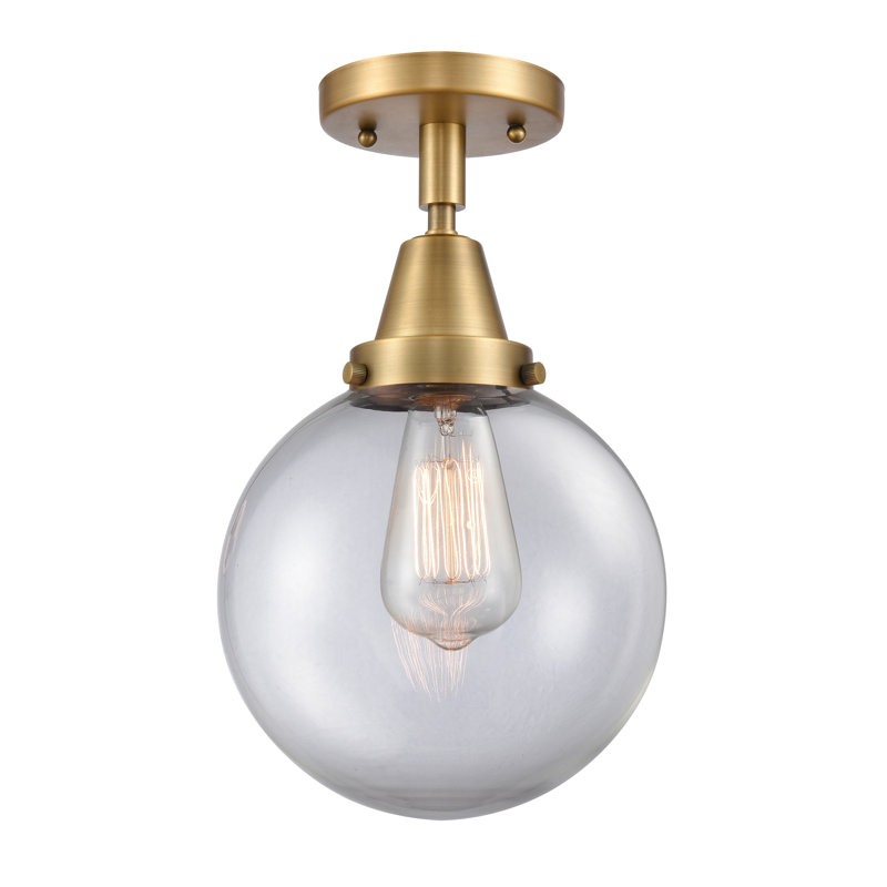 Plafonnier encastré en verre Amede, Clair, Laiton brossé, H 12,75 po x l 8 po x P 8 po