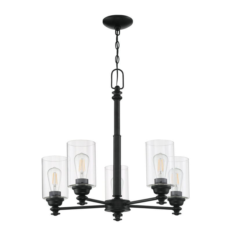 Uffington 5 - Light Dimmable Classic / Traditional Chandelier, Flat Black