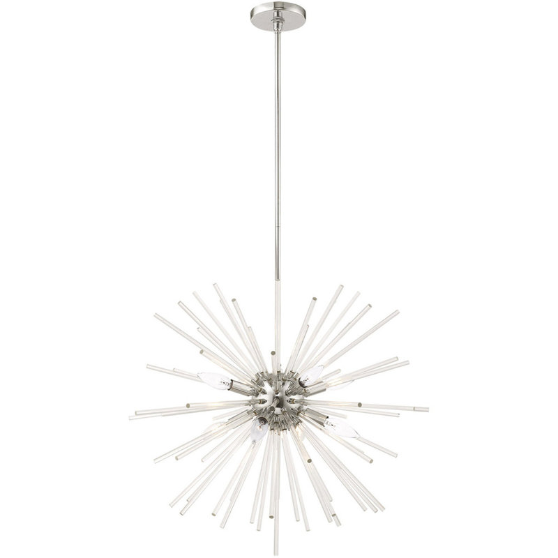Lustre sphérique spoutnik à 8 lumières Ryzen, Chrome poli, H 14 po x l 20 po x P 15 po