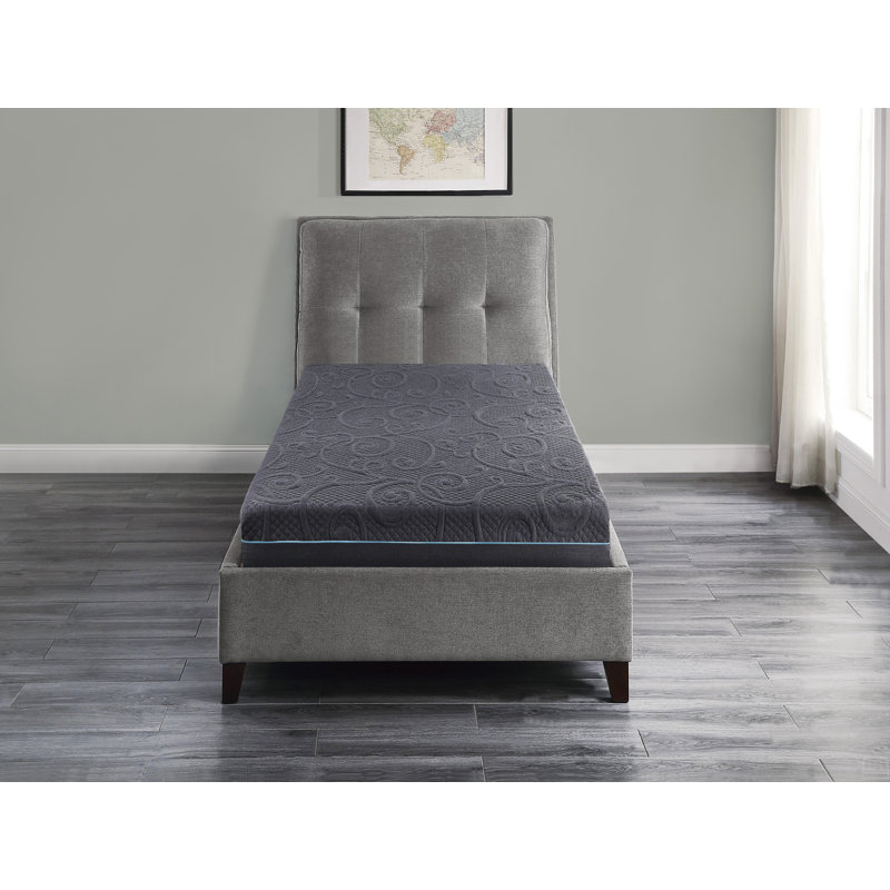 8" Twin Size Bed Mattress Gel-Infused Memory Foam Hybrid Mattress, Dark Gray, Mattress In A Box, Firm Comfort Mattress