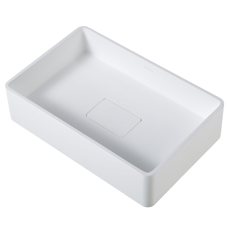 Lavabo de salle de bain rectangulaire en pierre pure Holbrook (20,8 po x 13,4 po), Blanc