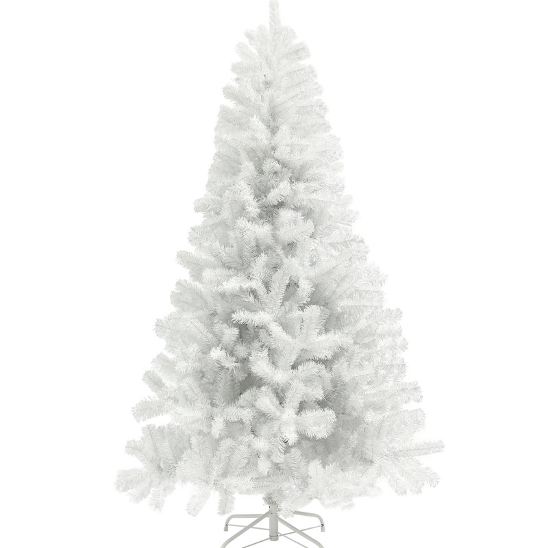 Arbre de Noël artificiel de 7,5 pi, blanc, 1346 pointes de branches, ouverture automatique, base en acier, rehausse l'ambiance du bureau à domicile