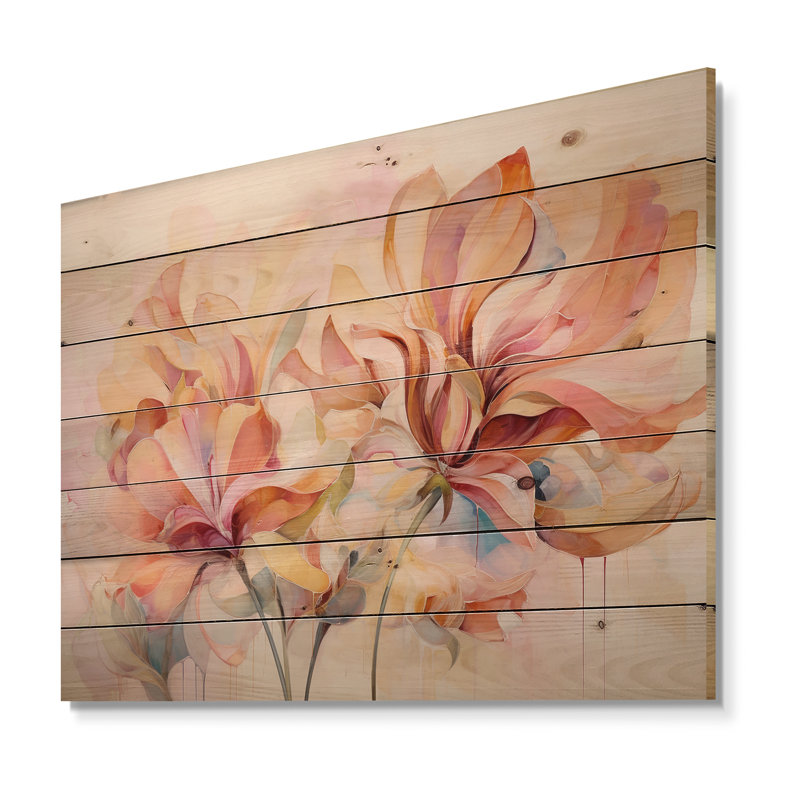 Corail pétale symphonie II sur bois, H 24 po x l 32 po x P 0,78 po