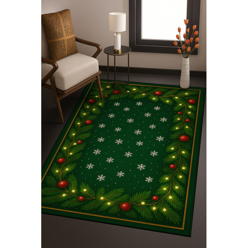 Tapis noir tissé à motif décoratif lavable Mosso, 2'6" x 4'11"