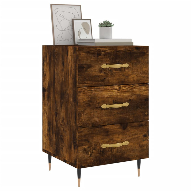 Deana 40cm W Manufactured Wood Bedside Table, Smoked Oak