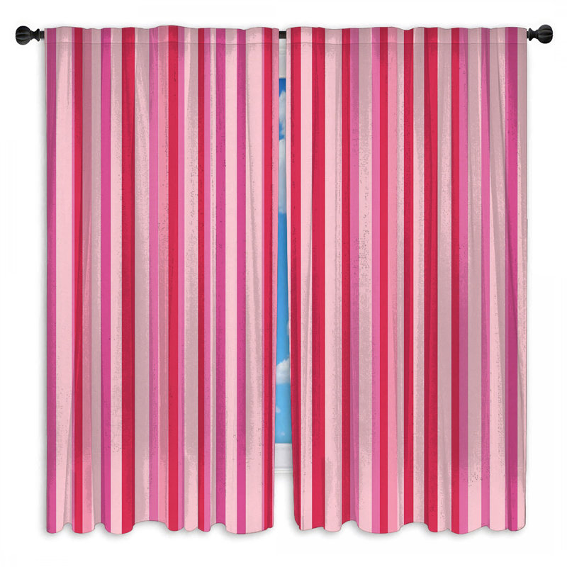 Rideau de fenêtre rose à motif de voilage transparent et obscurcissant - 2 panneaux, 20in x 60in - 2 panels