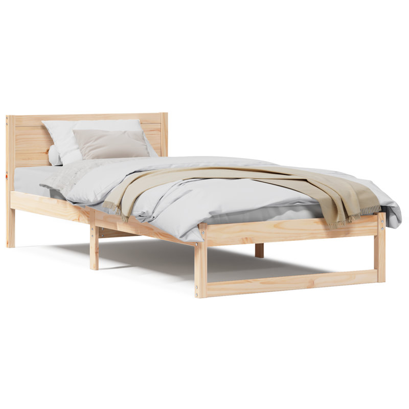 Bed Frame Solid Pine Wood 90 X 190 Cm Convertible, Natural