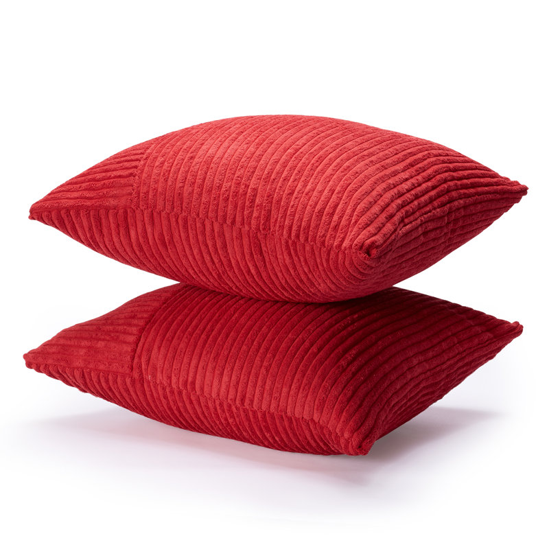 Housse de coussin en velours côtelé 18 * 18 pouces, 18 * 18 pouces, Rouge