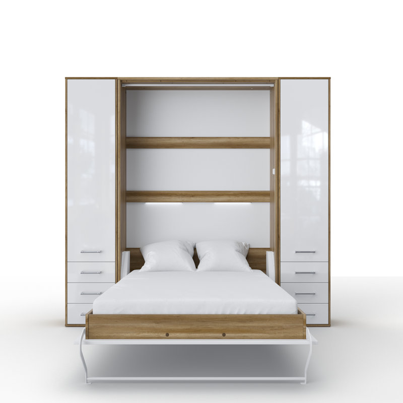 Ayvri Murphy Bed, White/Light Brown