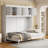 Queen Size Murphy Bed Wall Bed With Top Cabinets & Wine Rack ,White