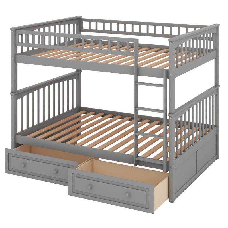 Bunk Bed With Drawers, Convertible Beds, Gray