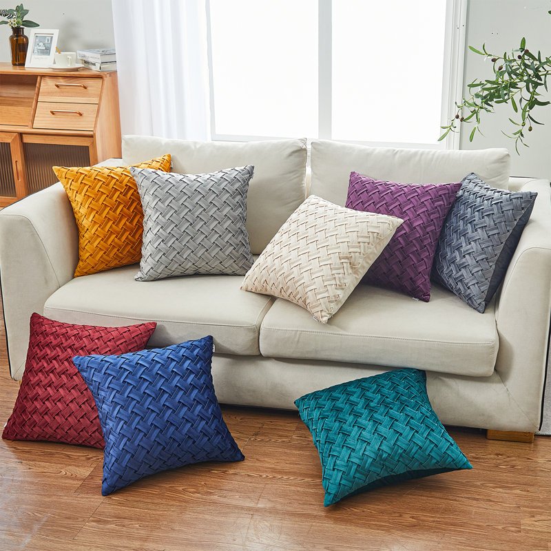 Housse et insert de coussin en velours Velvet Weave, Mauve
