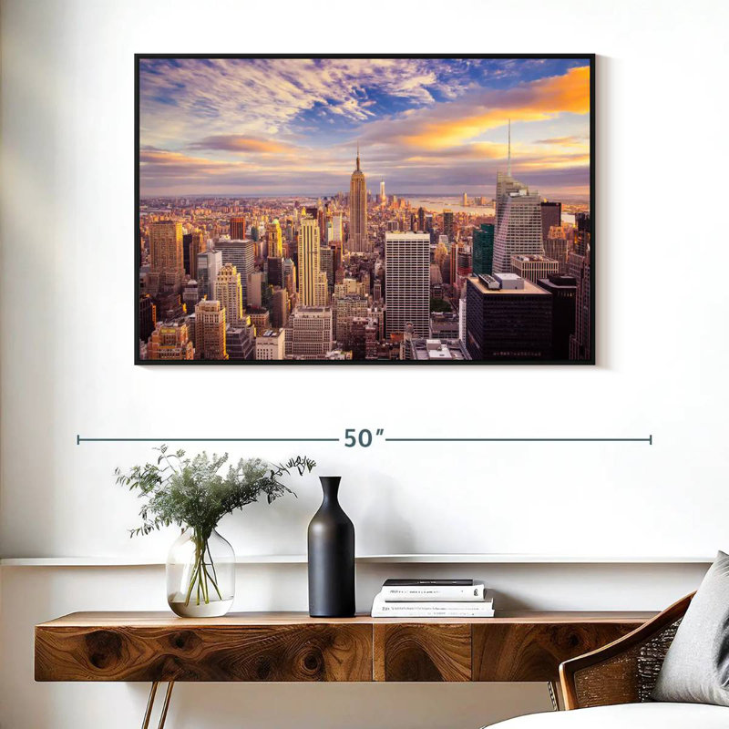 NY From Above, Floating Frame Black, 40" X 27"