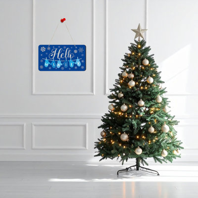 Ensemble de panneaux «Winter Snowflake Welcome», bleu et blanc Let It Snow, couronne pour porte d'entrée, mur ou décor de maison de campagne