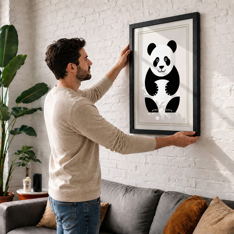 Seated Panda Minimalist - Print, Unframed, A2 - 59.4 x 42.0 cm