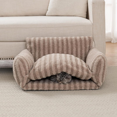 Cat Bed Fluffy Plush Mutifuctional Double-Layer Soft Pet Couch Orthopedic Sofa Nest Beds For Small Cats And Dogs