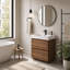 Ensemble de meuble-lavabo 24 po avec lavabo sous comptoir, 2 tiroirs à fermeture en douceur, meuble-lavabo en bois d'ingénierie à finition brune pour petite salle de bain