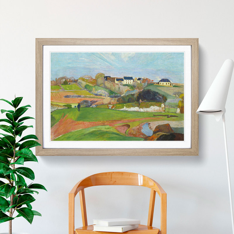 Landscape at Le Pouldu by Paul Gauguin - Picture Frame Painting, 27cm H x 36cm W x 2cm D, Oak Framed