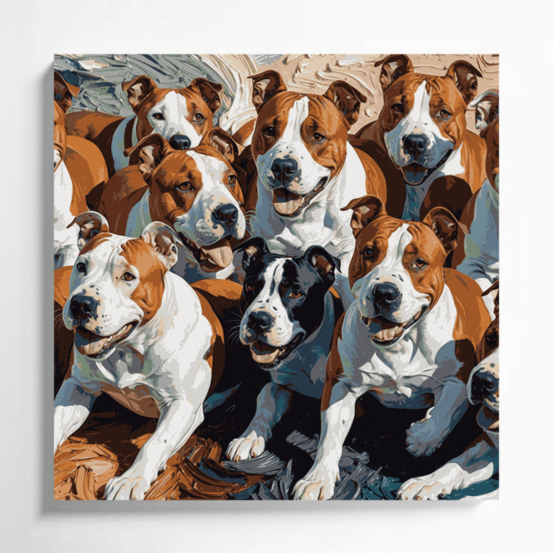 «Dogs Bull Terrier», art mural sur toile brune, H 8 po x l 8 po