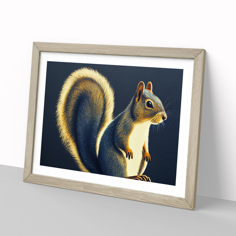 Lovely Squirrel - Single Picture Frame Print, 34cm H x 46cm W, Grey