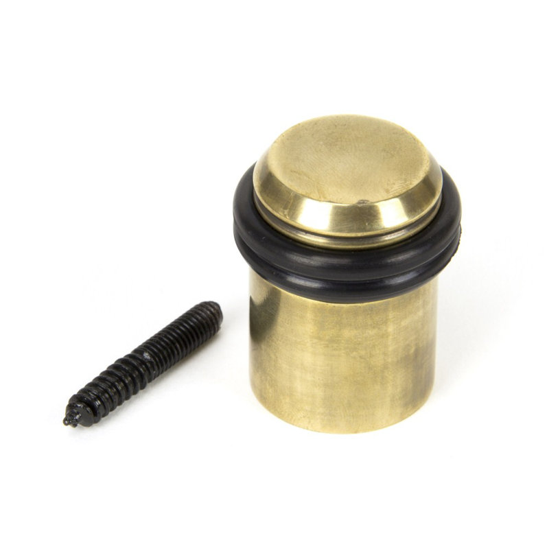 Floor Mounted Brass Door Stop, Aged Brass