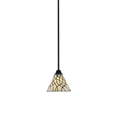 Luminaire suspendu Paramount avec fini noir mat et verre d'art 7 po Sandhill