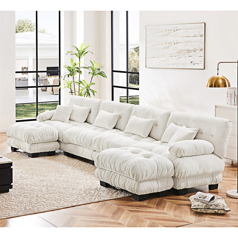 Modular Sectional Sofa Couch With Convertible Ottomans