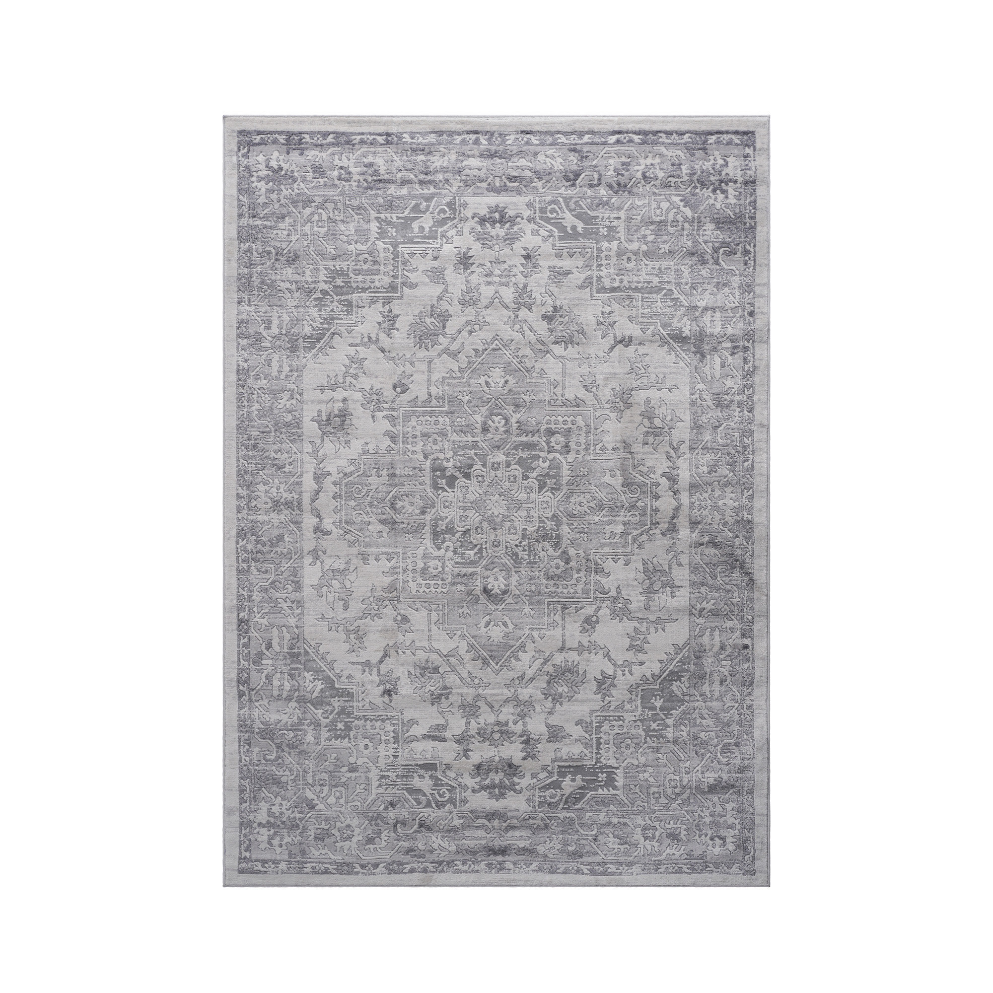 NAAR MARFI Collection 2X3 Silver / Blue / Abstract Doormat Rug