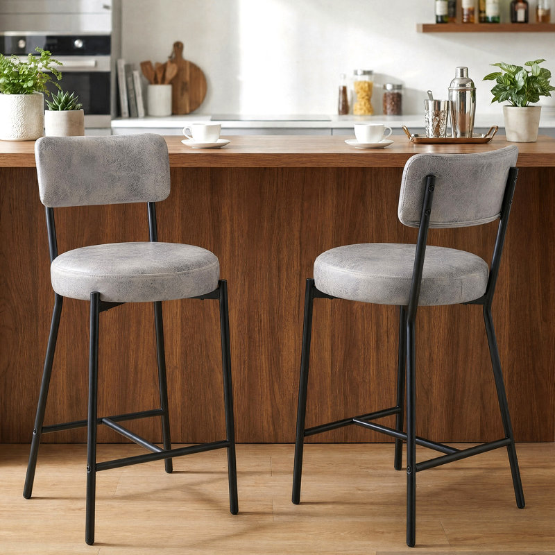 Tabouret de comptoir Altamonte, Grey PU-like Fabric